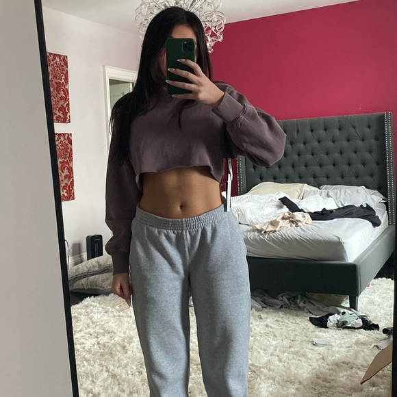 Cozy fleece boyfriend cropped hoodie - Picture 2 of 4